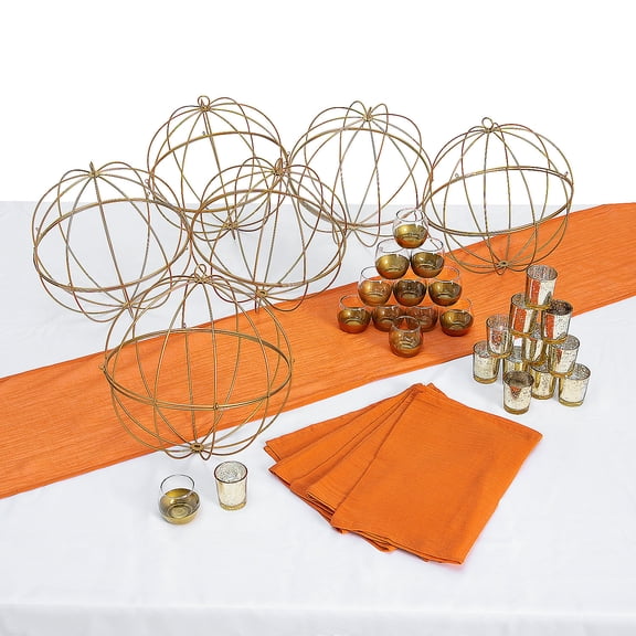 Fun Express Burnt Orange & Gold Accent Centerpiece Kit for 6 Tables