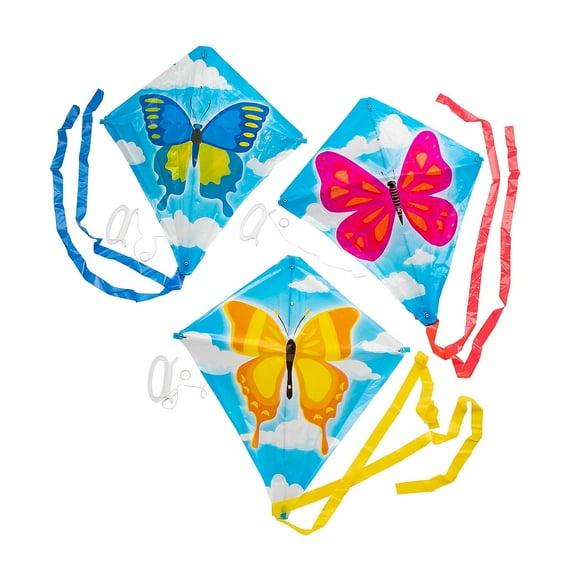 Fun Express Butterfly Kites with Colorful Tails – Vibrant and Fun Outdoor Activity Easy to Fly – Perfect for Backyard Play Family Gatherings Parties Festivals and Outdoor Adventures – 12 Pieces