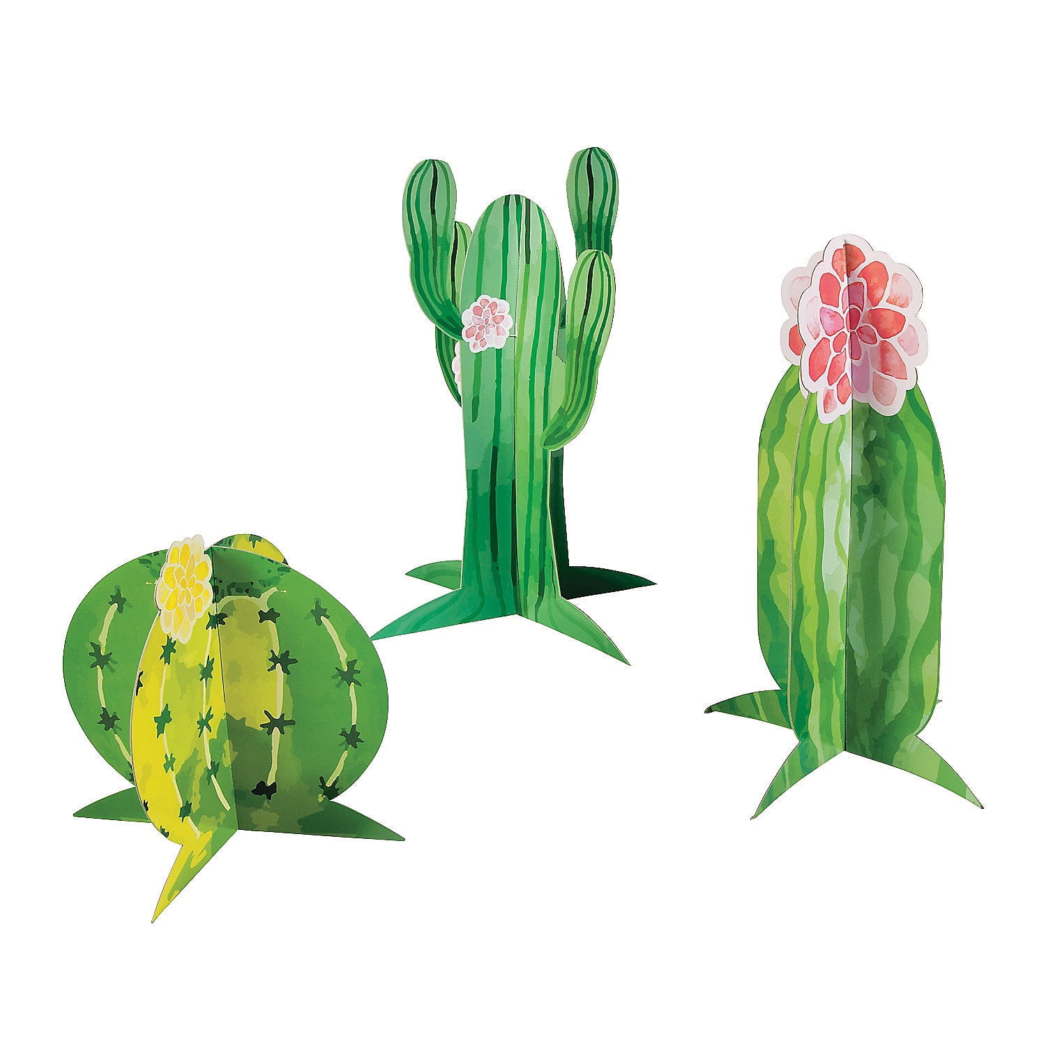 Fun Express Cactus Party Centerpiece Set - Vibrant Desert-Themed Party Decor for Birthdays Baby Showers and Special Events - Fun and Colorful Design to Enhance Celebrations - Multi-Color - 3 Pieces
