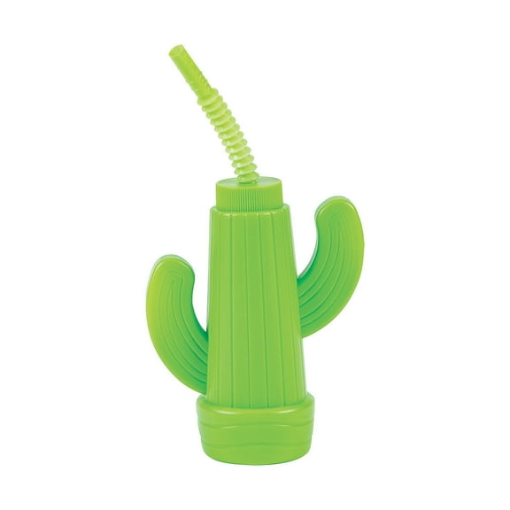 Fun Express Cactus Shaped Cups with Lids & Straws  Fun & Reusable Drinkware for Fiesta Western Luau Parties Birthdays & Themed Events  Great for Kids & Adults Party Favors & Decorations  12 Pieces