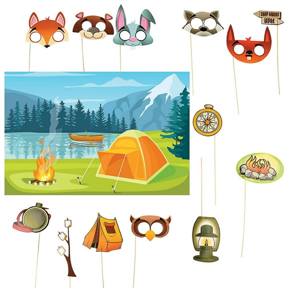 Fun Express Camping Photo Booth Kit 16 Pieces