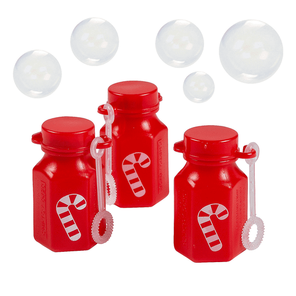 Fun Express Candy Cane Mini Bubble Bottles Bulk 48 Pc