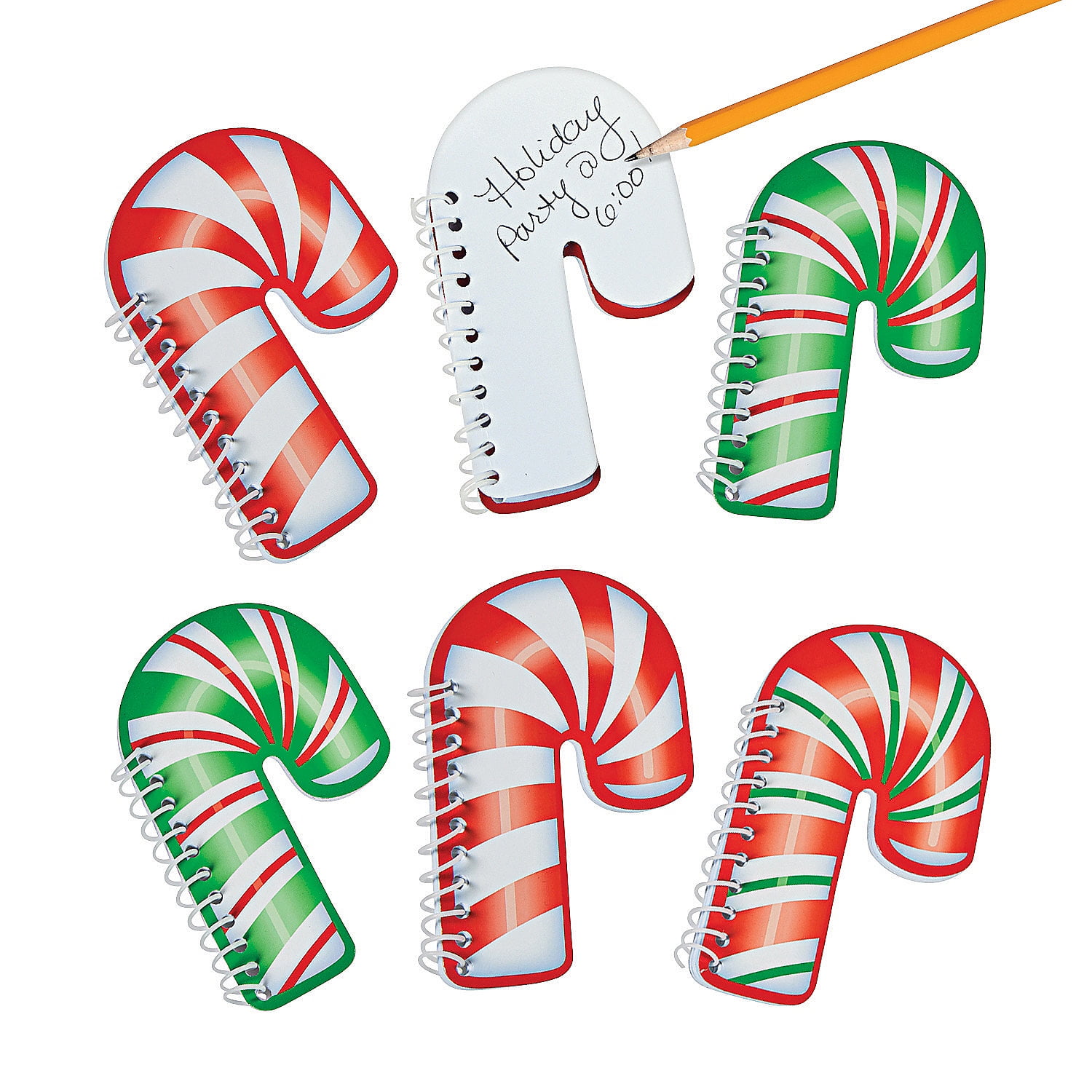 Fun Express - Candy Cane Spiral Notepads, 2 Dz. for Christmas - Stationery - Notepads - Notepads - Christmas - 24 Pieces