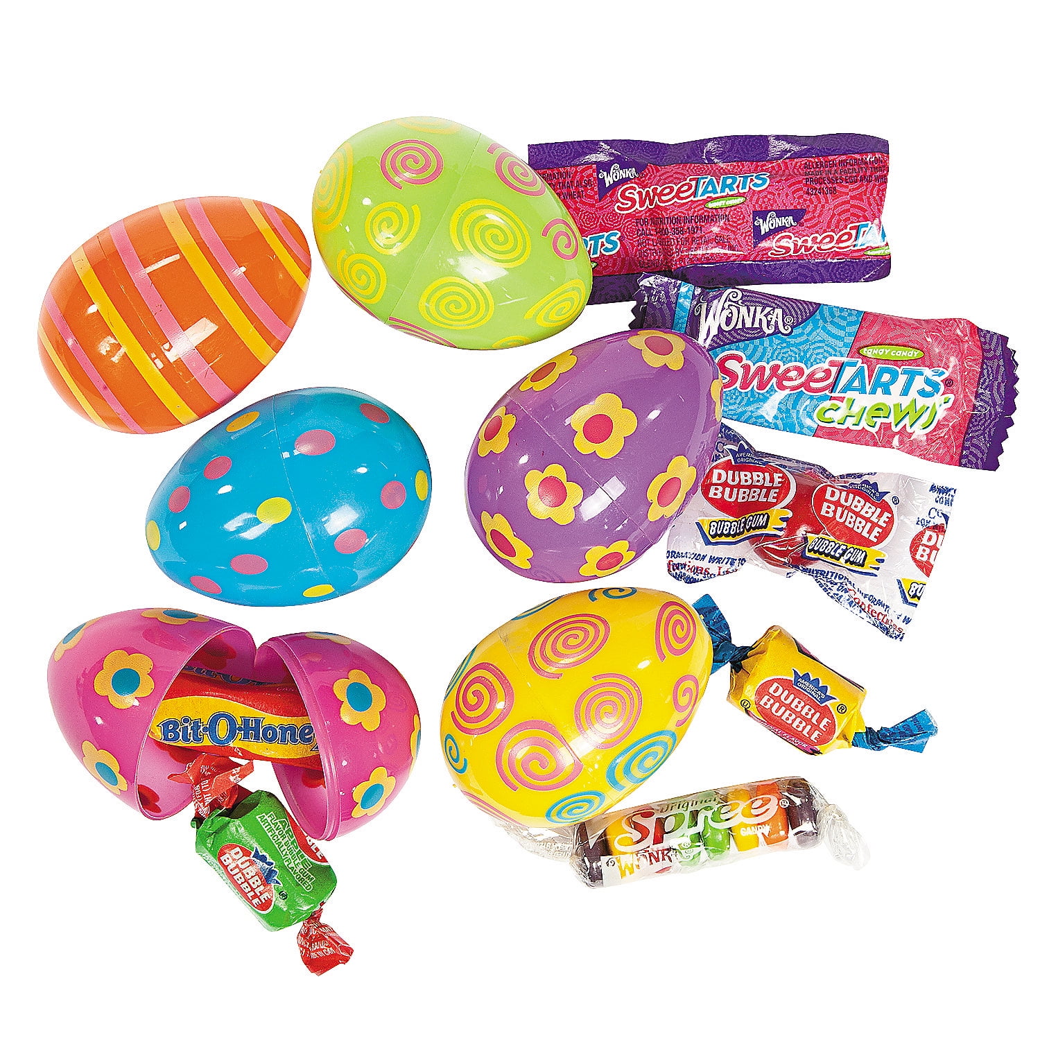 Fun Express Candy Filled Easter Eggs, Bulk set of 24 Pre-filled Plastic Eggs, Easter Hunt Party Supplies