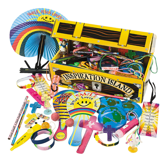 Fun Express Christian Religious Treasure Chest (100 Bulk Toy Assortment for Sunday School)