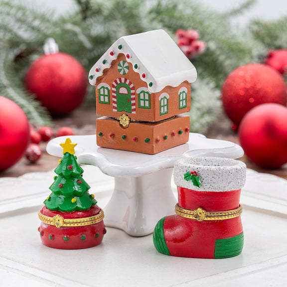 Fun Express Christmas Hinged Box Tabletop Decorations - 3 Pc