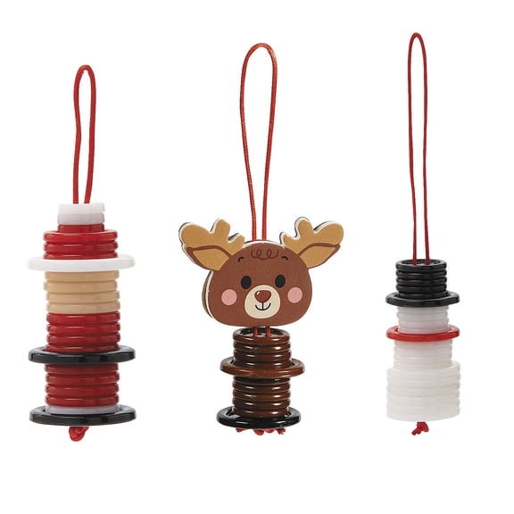 Fun Express Christmas Ornament Stacked Button Craft Kit Assortment - Makes 36