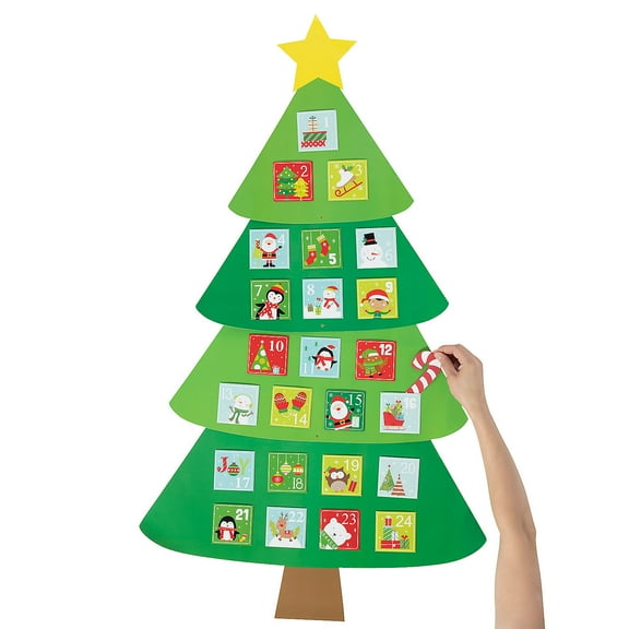 Fun Express Christmas Tree-Shaped Advent Calendar, 26" x 45-1/2"