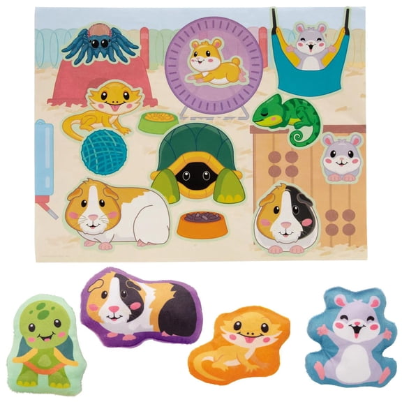 Classroom Pets Sticker Scene & Stuffed Plush - for 12