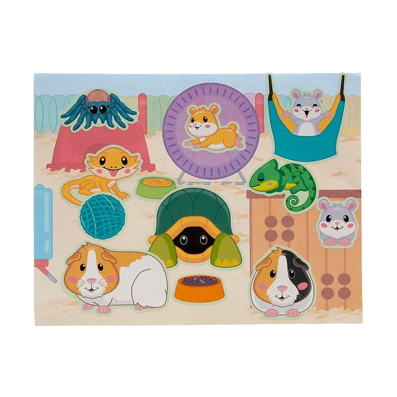 Fun Express Classroom Pets Sticker Scenes - 12 Pieces