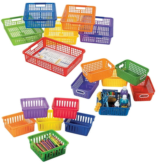Fun Express Classroom Storage Bright Color Basket Assortment - 18 Pc.