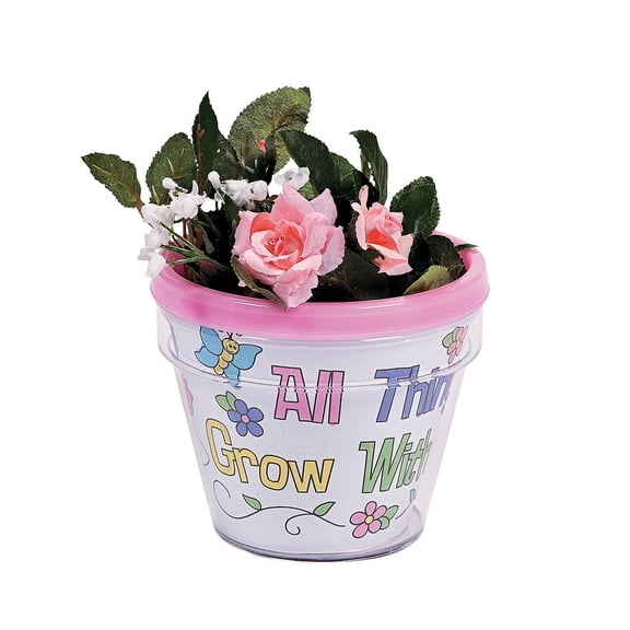 Fun Express Color Your Own Growing in Gods Grace Flowerpots Craft Kit - DIY Art Supplies for Kids Perfect for Creative Crafting Flowerpot Decorating & Special Occasions - 12 Pieces