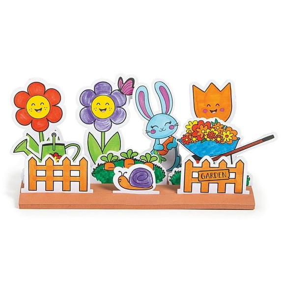 Fun Express Color Your Own Spring Garden Craft Kit - DIY Arts & Crafts for Kids Includes Spring-Themed Designs for Easter & Seasonal Activities - Perfect for Creative Fun - 12 Pieces