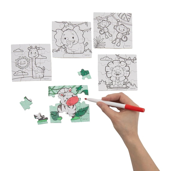 Fun Express Color Your Own Animal Puzzles Bulk 50 Pc - Walmart.com