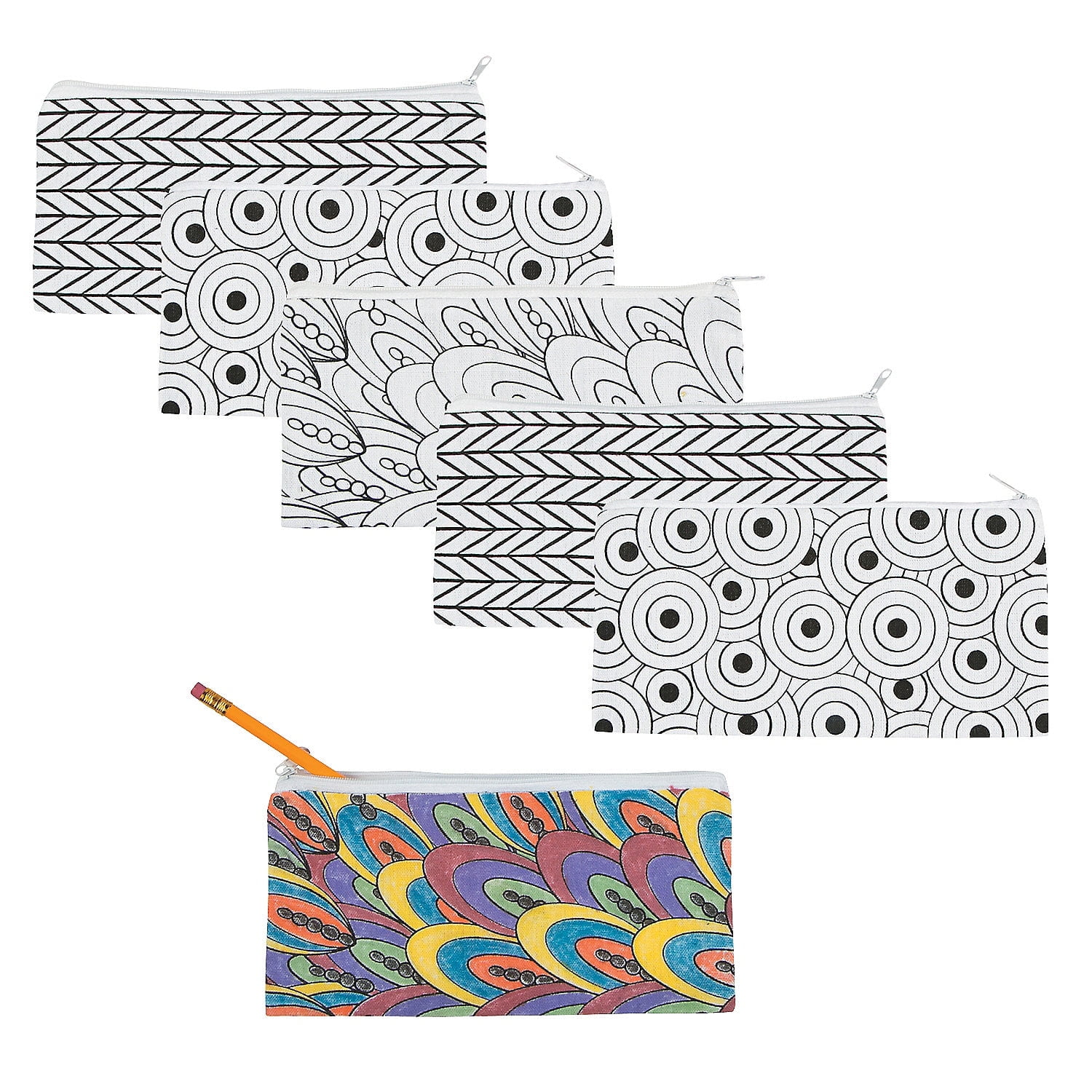 Fun Express Color Your Own Canvas Doodle Pencil Cases Bulk 48 Pc