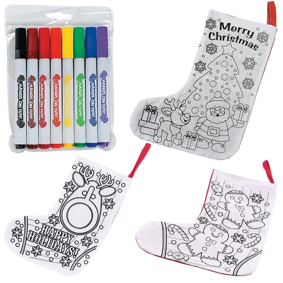 Fun Express Color Your Own Christmas Stocking Kit for 36