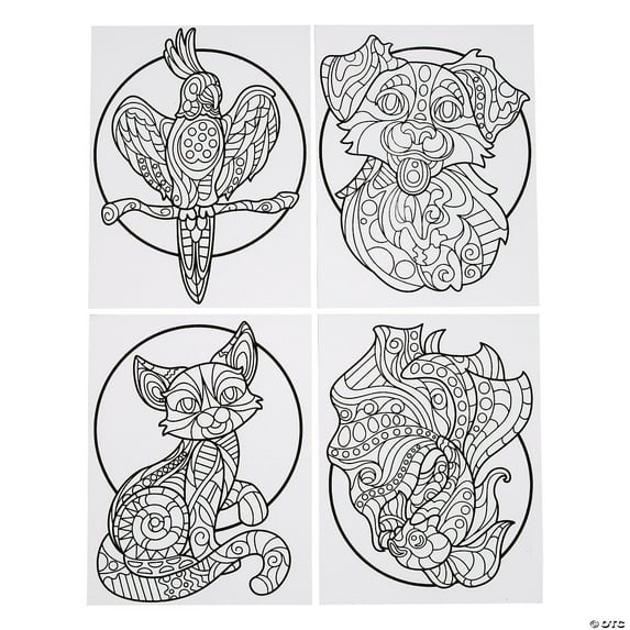 Fun Express Color Your Own Fuzzy Mandala Animals Posters - 24 Pieces