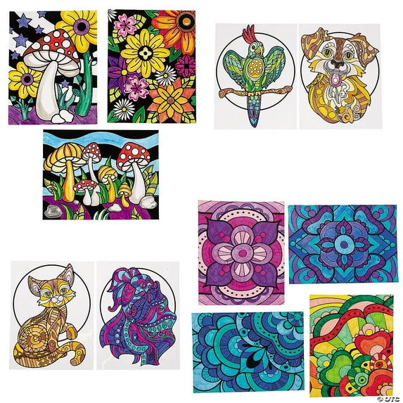 Fun Express Color Your Own Fuzzy Patterned Posters, Bulk 72 Pieces