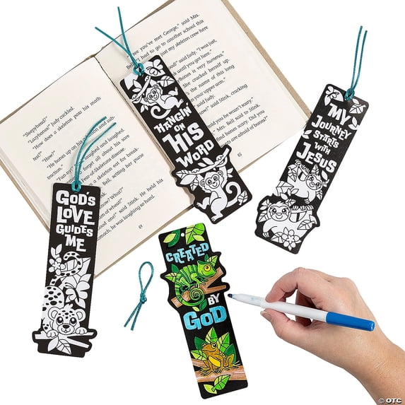 Fun Express Color Your Own Jungle VBS Bookmarks - 12 Piece, Vacation Bible School 2024