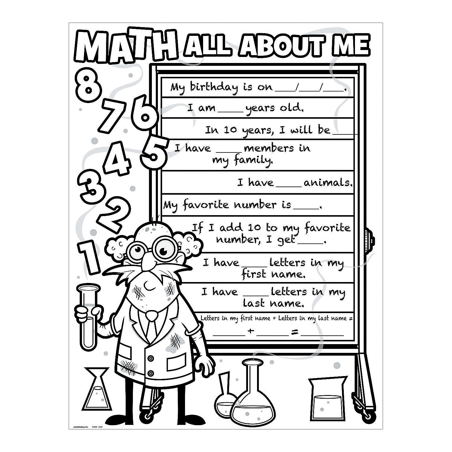 Fun Express Color Your Own Math Poster Craft Kit 30 Pieces - Walmart.com