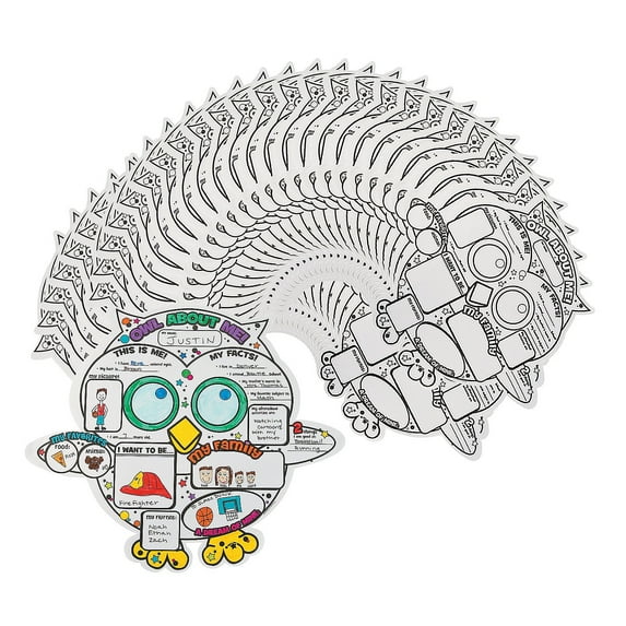 Fun Express Color Your Own Owl About Me Posters Bulk 150 Pc