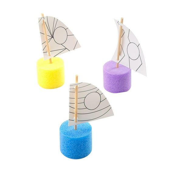 Fun Express Color Your Own Pool Noodle Boat Craft Kit - 12 Pieces
