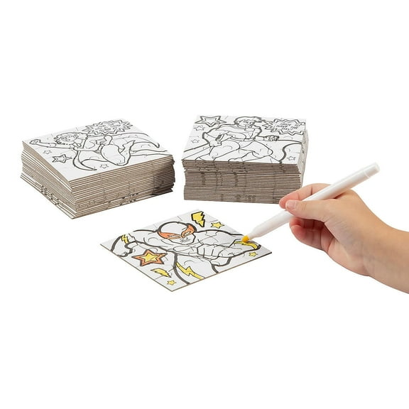 Fun Express Color Your Own Superhero Mini Jigsaw Puzzles