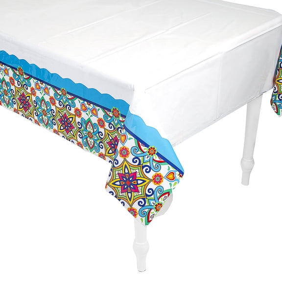 Fun Express Colorful Fiesta Party Plastic Tablecloth