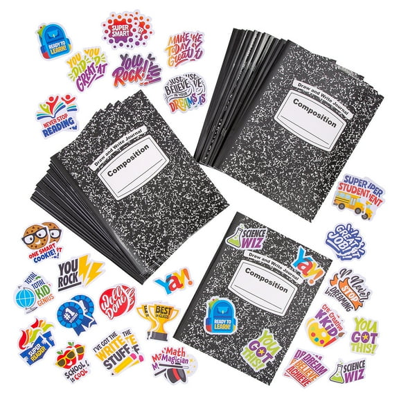 Fun Express Composition Book & Stickers Kit 274 Pieces