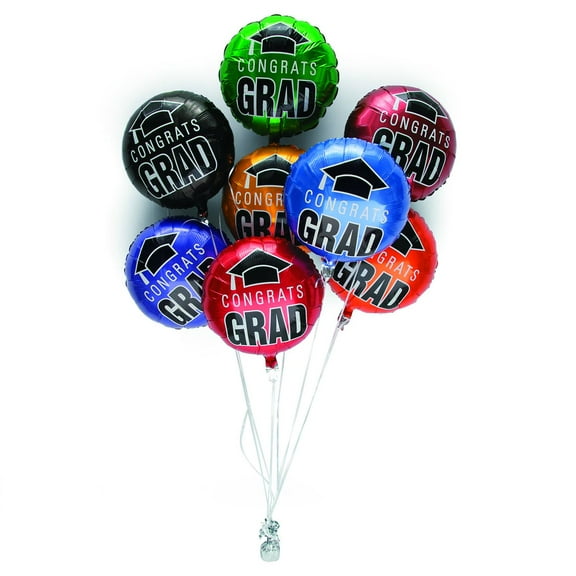 Fun Express Congrats Grad 18" Red Graduation Mylar Balloons, 3 Count