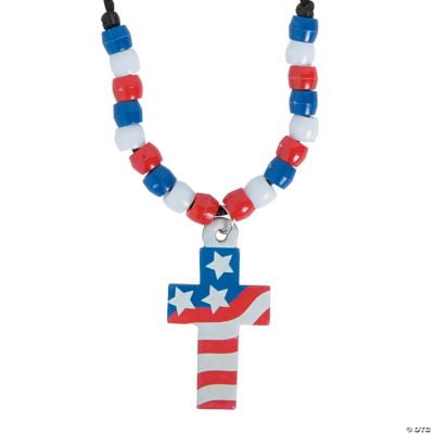 Fun Express Cross with American Flag Necklace Craft Kit