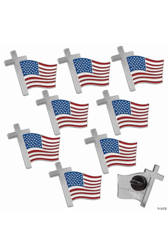 Bulk 144 Pieces Cross with Flag Pins
