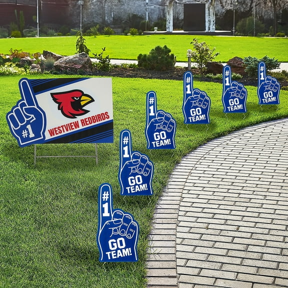 Fun Express Custom Photo Blue Team Spirit Yard Sign Kit - 7 Pc