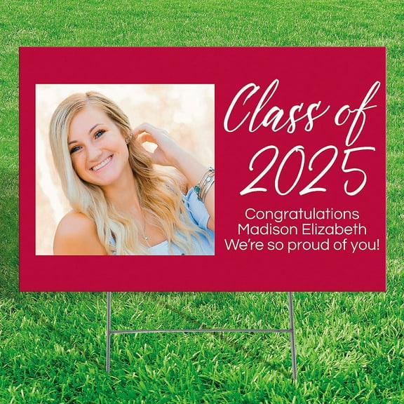 Fun Express Custom Photo Graduation Class of 2024 Yard Sign, 24" x 16"