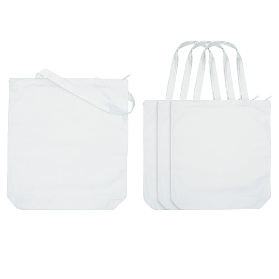 Fun Express DIY Canvas Zipper Tote Bags White Large 18" x 20" - 3 Pieces