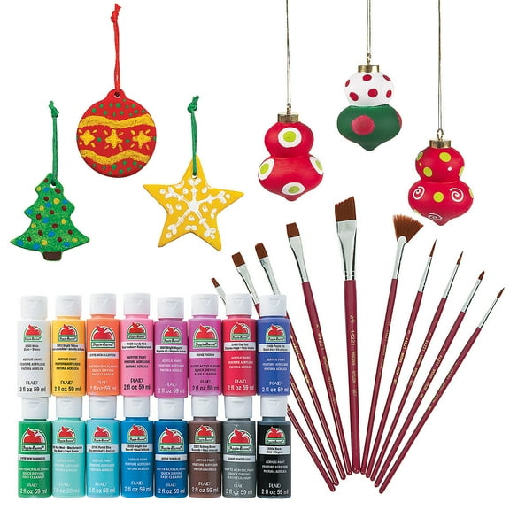 Fun Express DIY Ceramic 3D Ornament Craft Kit - Makes 24