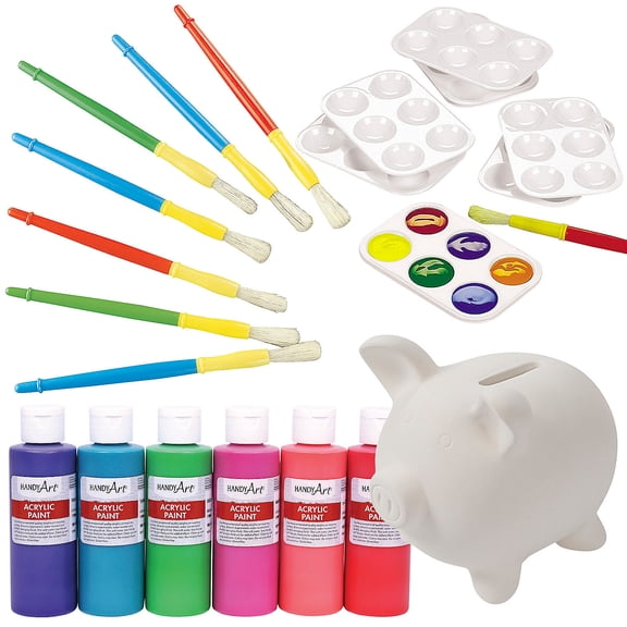 Fun Express DIY Ceramic Piggy Bank Kit - 42 Pc