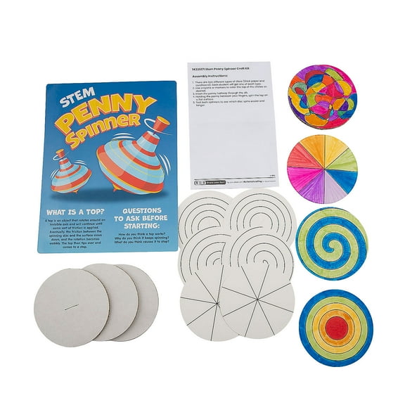 Fun Express DIY STEAM Penny Spinner Learning Activities - Makes 12
