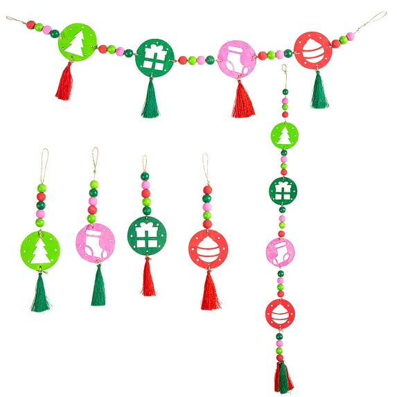 Fun Express DIY Unfinished Wood Christmas Bead Craft Kit - Makes 3