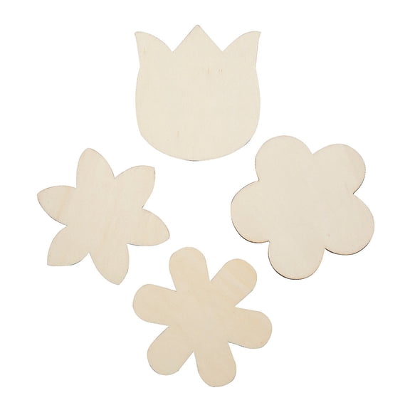 Fun Express DIY Unfinished Wood Flower Magnets Kit - Craft Set for Customizing - Home Dcor Gifts Party Favors or Creative Projects - Natural Wood Color - Perfect for Personalization - 24 Pieces