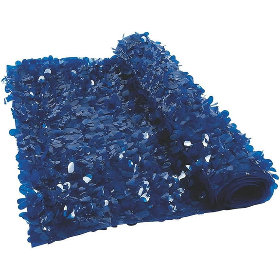 Fun Express Dark Navy Blue Floral Sheeting Backdrop (3 ft. x 15 ft.) for Weddings and Parties