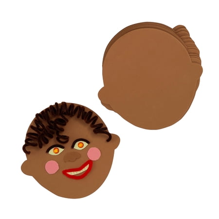 Fun Express Dark Skin Tone Foam Face Shape Cutouts - 24 Pc