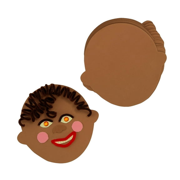 Fun Express Dark Skin Tone Foam Face Shape Cutouts - 24 Pc