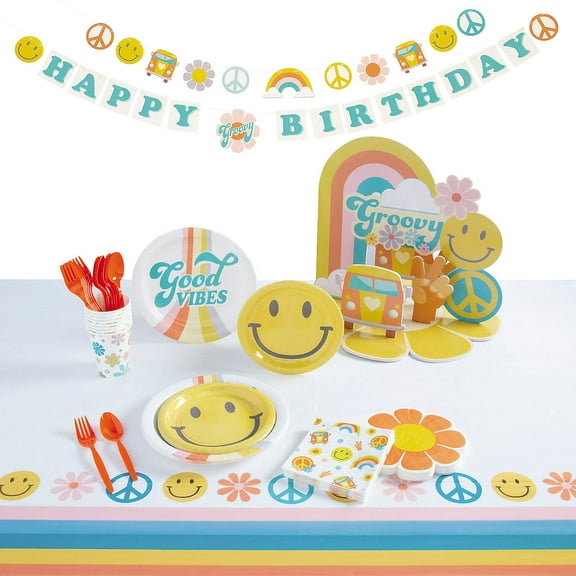 Fun Express Deluxe Groovy Party Tableware Kit for 24 Guests