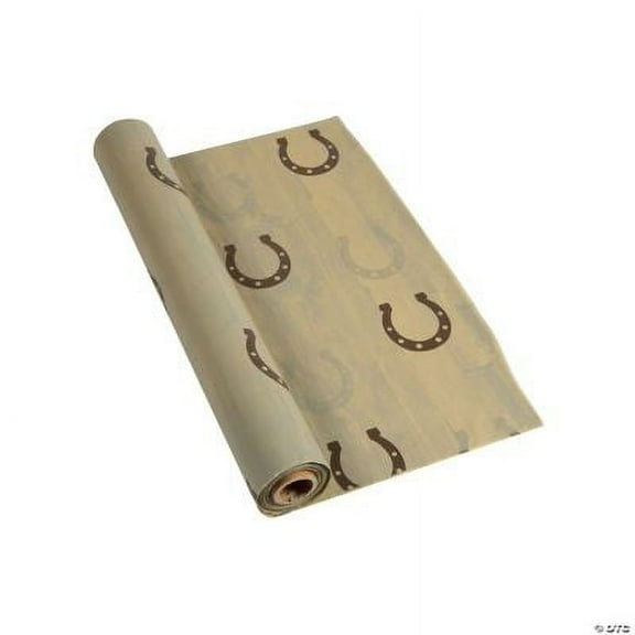 Fun Express Disposable 100 ft x 40" Cowboy Horseshoe Plastic Tablecloth