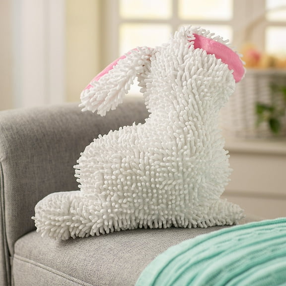 Fun Express Easter Bunny Chenille Pillow with Ears, 14"