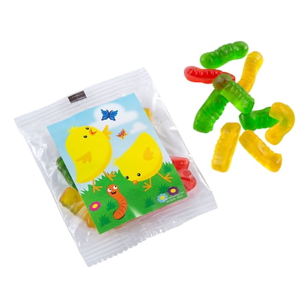 Fun Express Easter Chicks Gummy Worm Handout Packs 18 Pieces