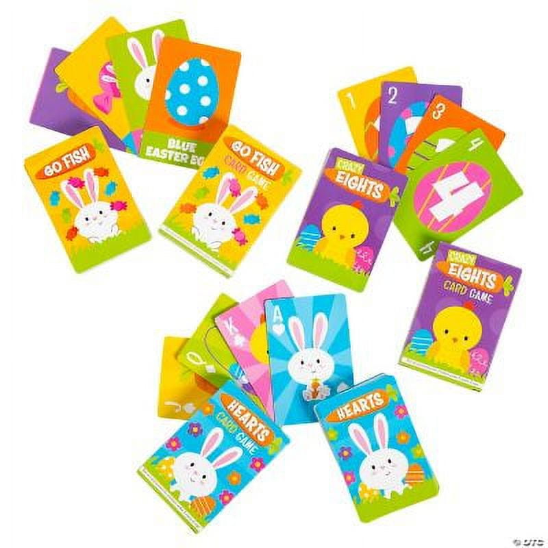 Fun Express Easter Crazy Eights, Go Fish, Hearts Card Game Assortment - 24 Decks