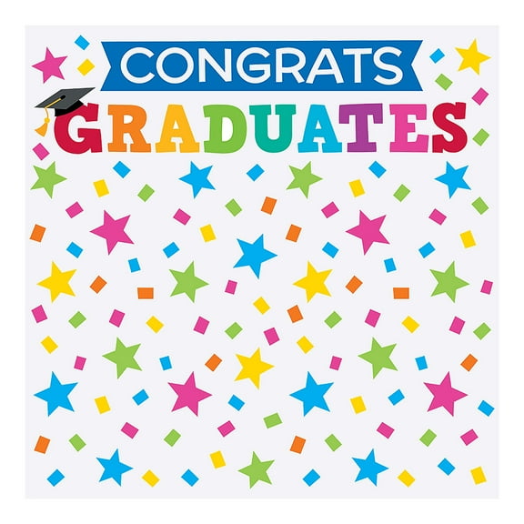 Fun Express Elementary Graduation Colorful Stars Backdrop