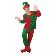 Fun Express Elf Costume for Men with Velour Tunic, Pants, Hat, Shoe Covers, 5 Pieces